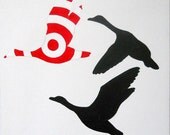 Ducks Silhouette 10x10 medium original painting - MADE TO ORDER