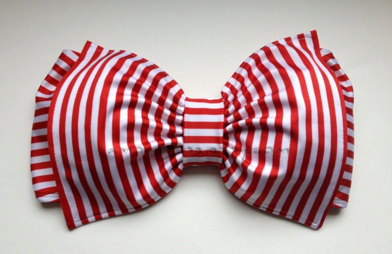 Striped lycra Swim Fabric Bow Bandeau with Padding