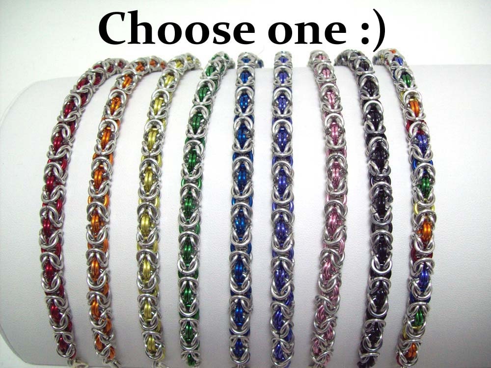 chainmaille, bracelet, byzantine, custom color