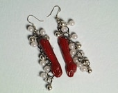 Red degloved arms beaded dangle earrings degloved arms jewelry earrings unusual jewelry earrings oddity jewelry earrings macabre jewelry
