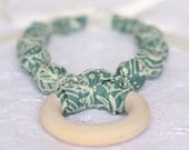 Teal Floral Teething Ring Necklace for Breastfeeding/Nursing Necklace, Teething Necklace, Babywearing,