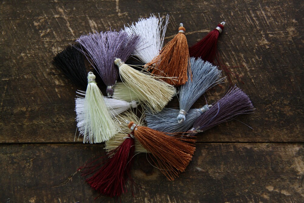 Natural Bliss / Silk Tassels from India / Rustic Palette Jewelry Making