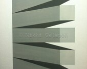 Gray Bars, 9"x12" Giclee PRINT of original gouache painting, shades of gray modern art