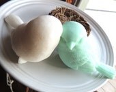 LOVE BIRDS SOAP, Tiffany and White Colored Large Love Birds Scented in White Tea and Ginger Vegetable based