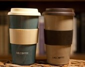 Made to Order Custom Travel Mug - Hand painted with the design and quote of your choice - Limited quantity in Stone Blue or Rustic Brown