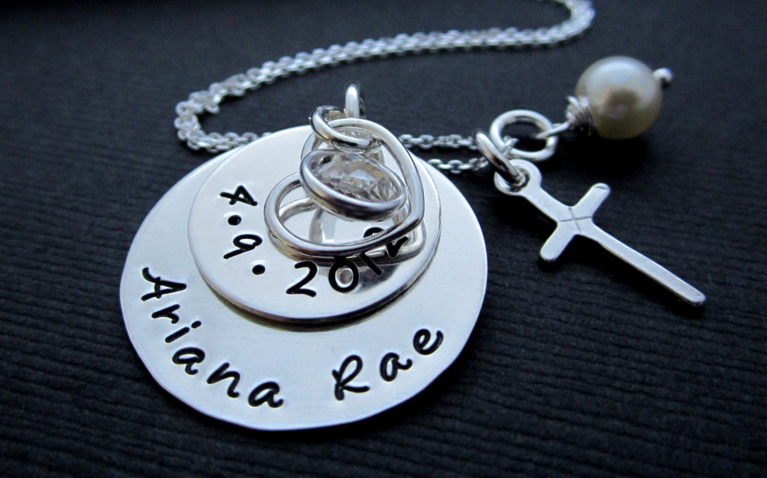 Personalized Mommy & Child Jewelry, Babies Name Pendant Necklace Jewelry Gift w/ Sterling Silver, Cross, Pearl, Heart, Birthstone