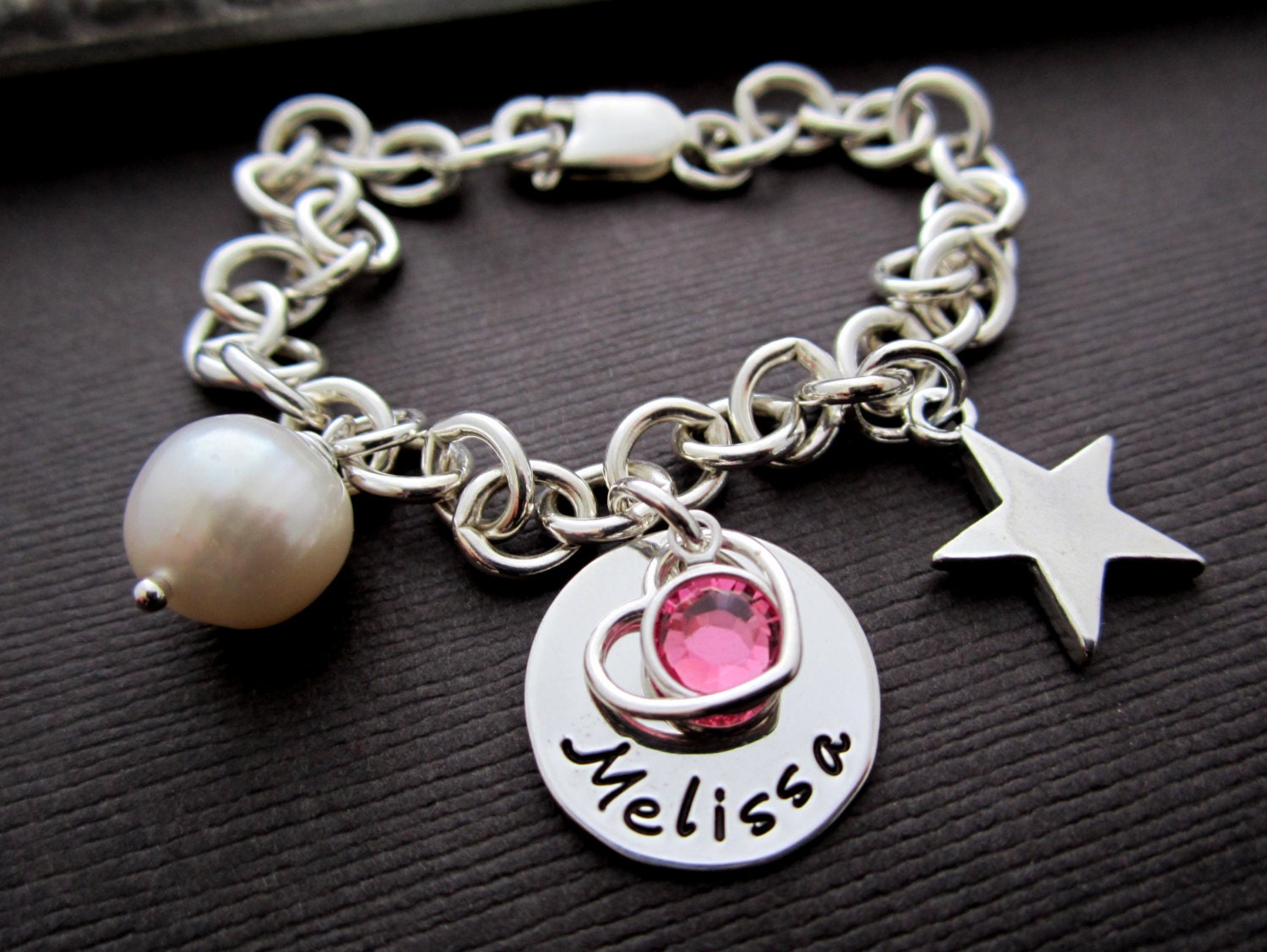 Mother's twinkle little Star Bracelets, Love my Baby Star Charm Bracelet, Grandmother's Jewelry, Sterling Silver Bracelet w/ Birthstone