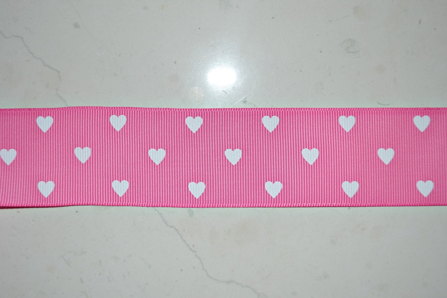 White Hearts on pretty pink 1 1/2" grosgrain - valentines Il_170x135