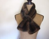 Faux Fur Keyhole Stole, Scarf, Chocolate Brown, LIKE NEW, Vintage Winter Fall Accessory