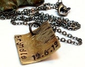 Fathers Day Gift - hand stamped Men jewelry - Steampunk Man Jewelry Oxidized Gun metal Chain Necklace