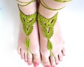 Crochet Barefoot Sandals, Nude shoes, Foot jewelry, Wedding, Victorian Lace, Sexy, Yoga, Anklet , Bellydance, Steampunk, Beach Pool