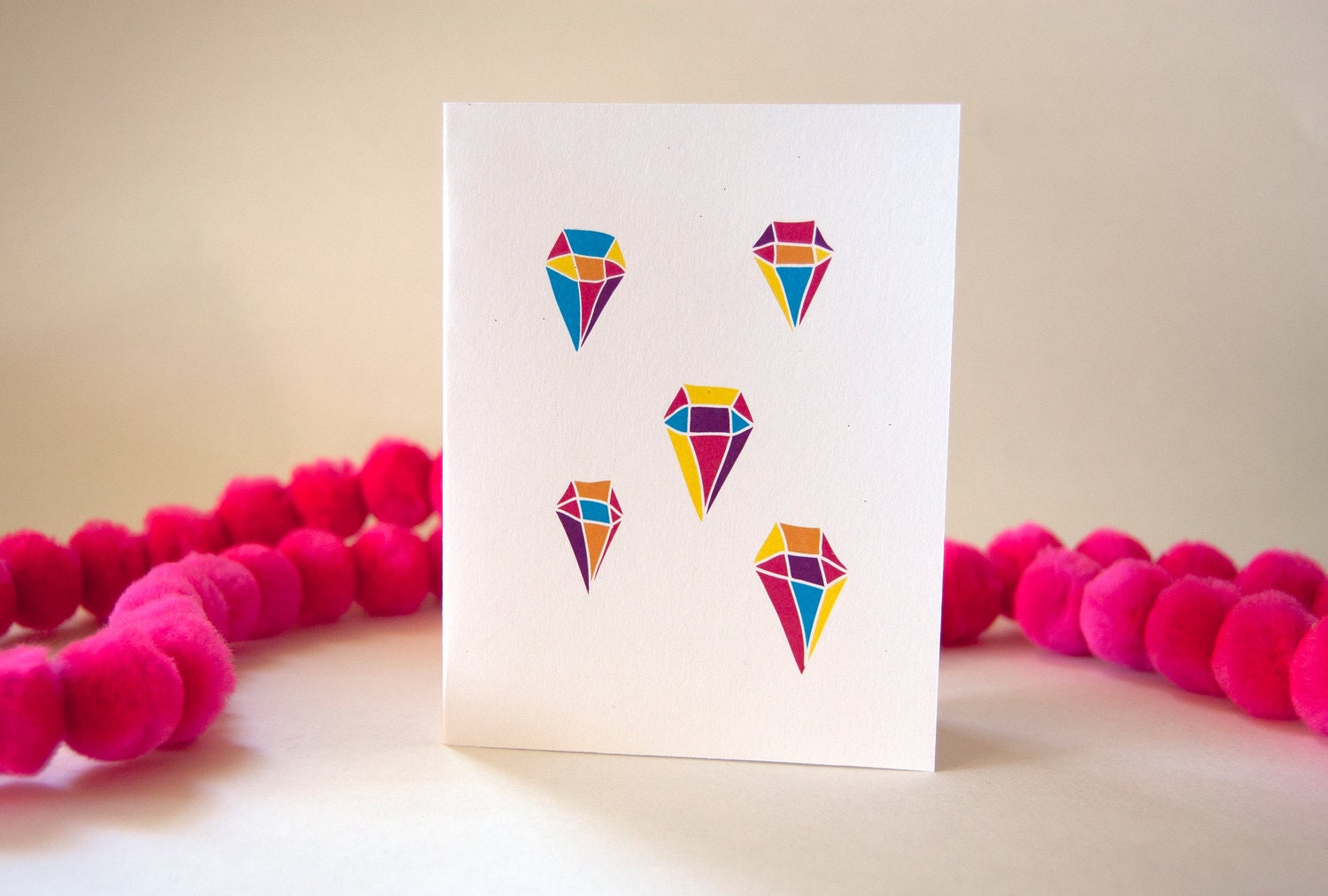 Shine Bright Like A Diamond - Geometric Color Block Illustration - Greeting Card