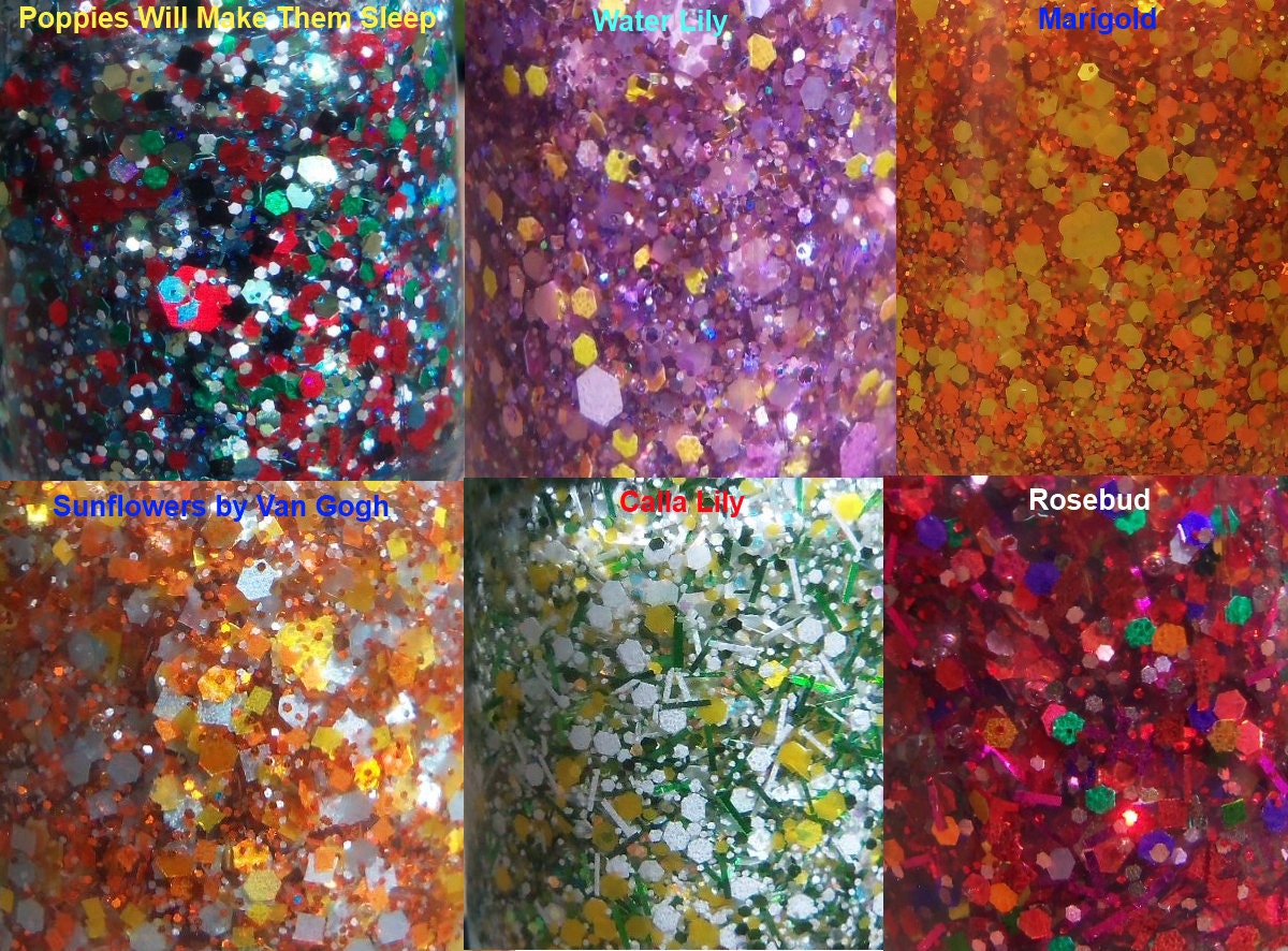 MINI Mother's Day Flower Collection Set of 6 Glitter Nail Polishes