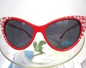 Cateye Sunglasses Red with AB Rhinestones
