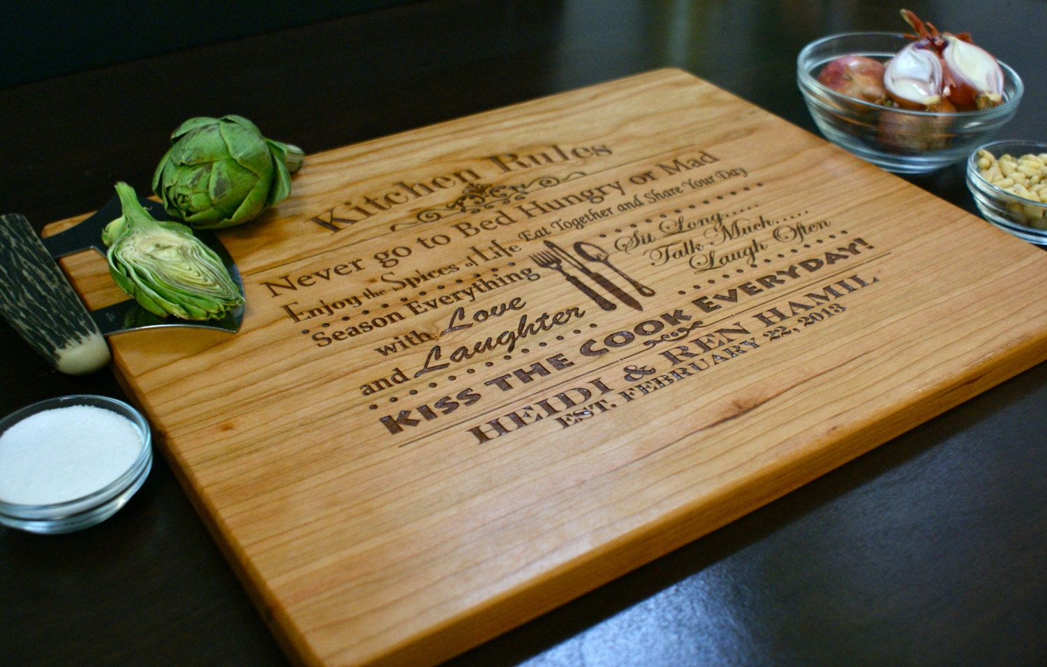 Personalized Cutting Board, Custom Engraved - 12" x 15" for Families. Wedding Gift, Anniversary Gifts