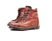 Vintage Womens US 7 UK 5 Rugged Brown High Top Dr. Martens Leather Military Combat Boots