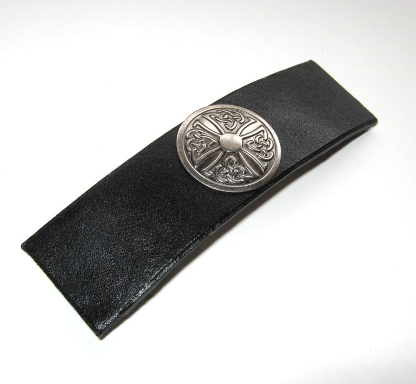 Celtic Barrette Black Barrette Formal Barrette Hair Clip Leather Formal Wear