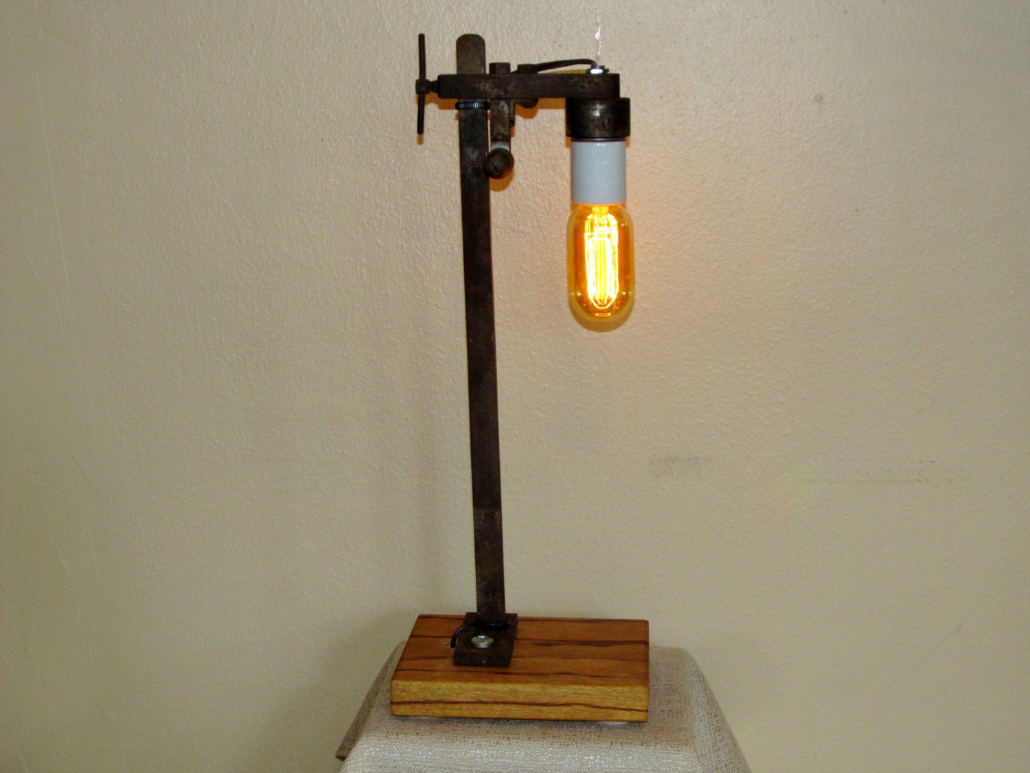 Found Metal Artifact Accent Sculpture Lamp Number 49