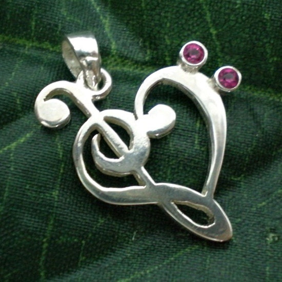 Treble & Bass Clef Heart Pendant
