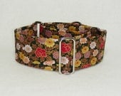 2 Inch Martingale, Greyhound Collar, Aisian Floral on Brown