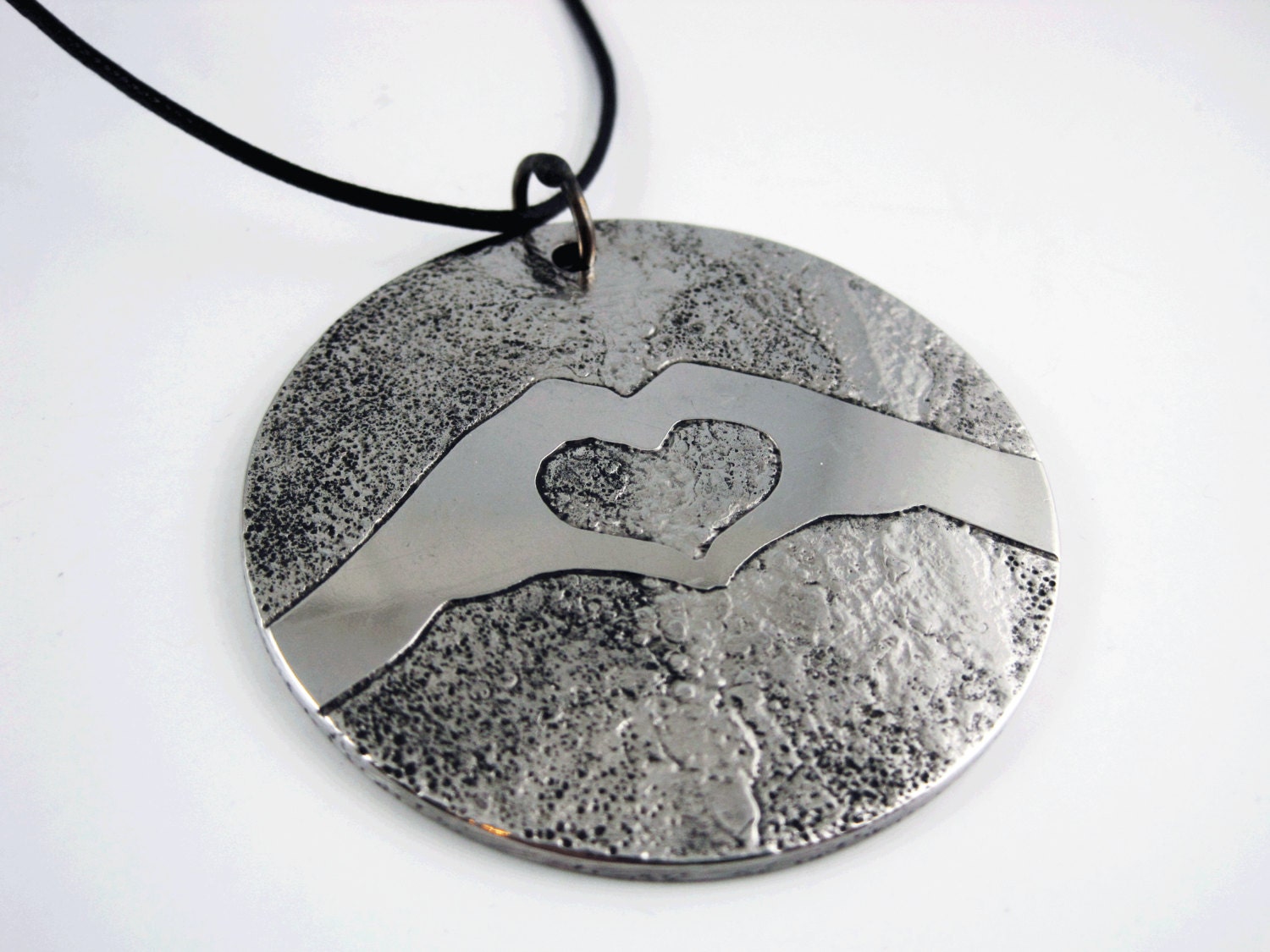 Love Hands Pendant - Etched Stainless Steel