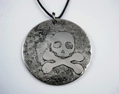 Pirate Pendant - Etched Stainless Steel - Handmade