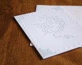 Thank You Note Card Set of 30- baby blue, white envelopes