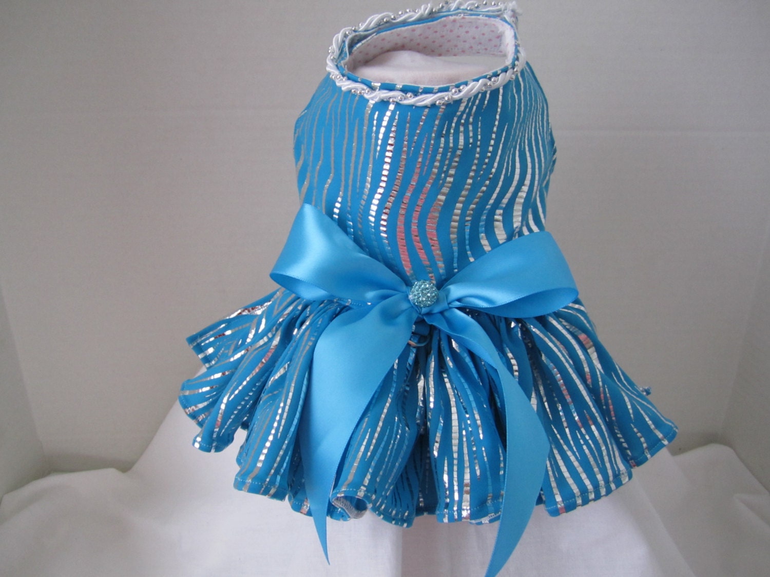 Dog Vest XS Blue and Silver Zebra   By Nina's Couture Closet