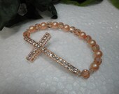 Peach Crystals Sideways Bracelet