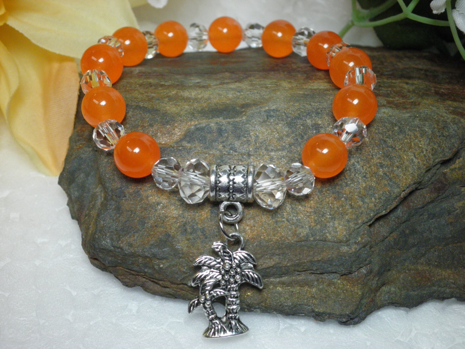 Orange Jade Gemstone Bracelet