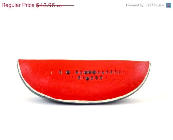 SALE Ceramic Watermelon Full Size Fruit Replica 1970s Kitchen Décor