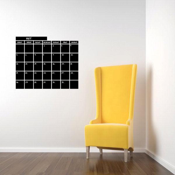 Square Monthly Calendar Chalkboard Wall Decal