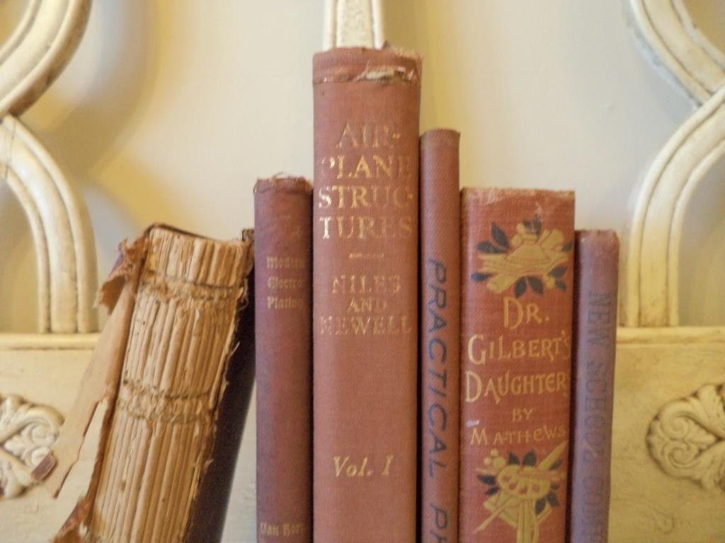 Vintage Rustic Tattered Book Stack - Home Decor - Instant Collection - Dusty Orange and Peach