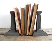 Vintage Candlestick Holders - Pewter Candle Stick - Metal Bookends / Book Ends - Pair of Candlesticks