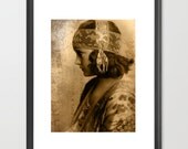 Art Print Girl on Sepia Carte Postale Vintage Postcard Home Décor Original Design by Adidit Print no. 208