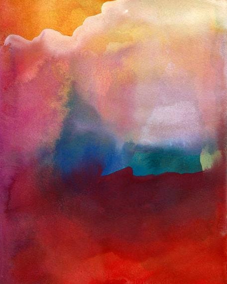 In the Clouds, Watercolor Painting Original