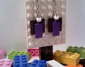 Upcycled Lego Earrings, PURPLE BLACK WHITE