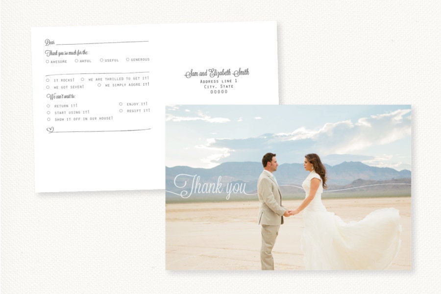 Wedding Thank You Postcard- Fill in the Blanks