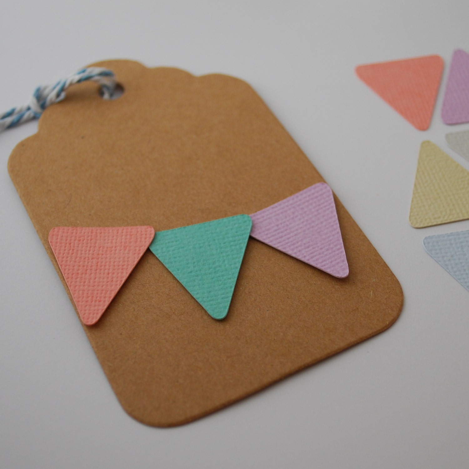 Bunting Pennants - Pastel Colours - 75 Mini Triangle Pennants Il_570xn