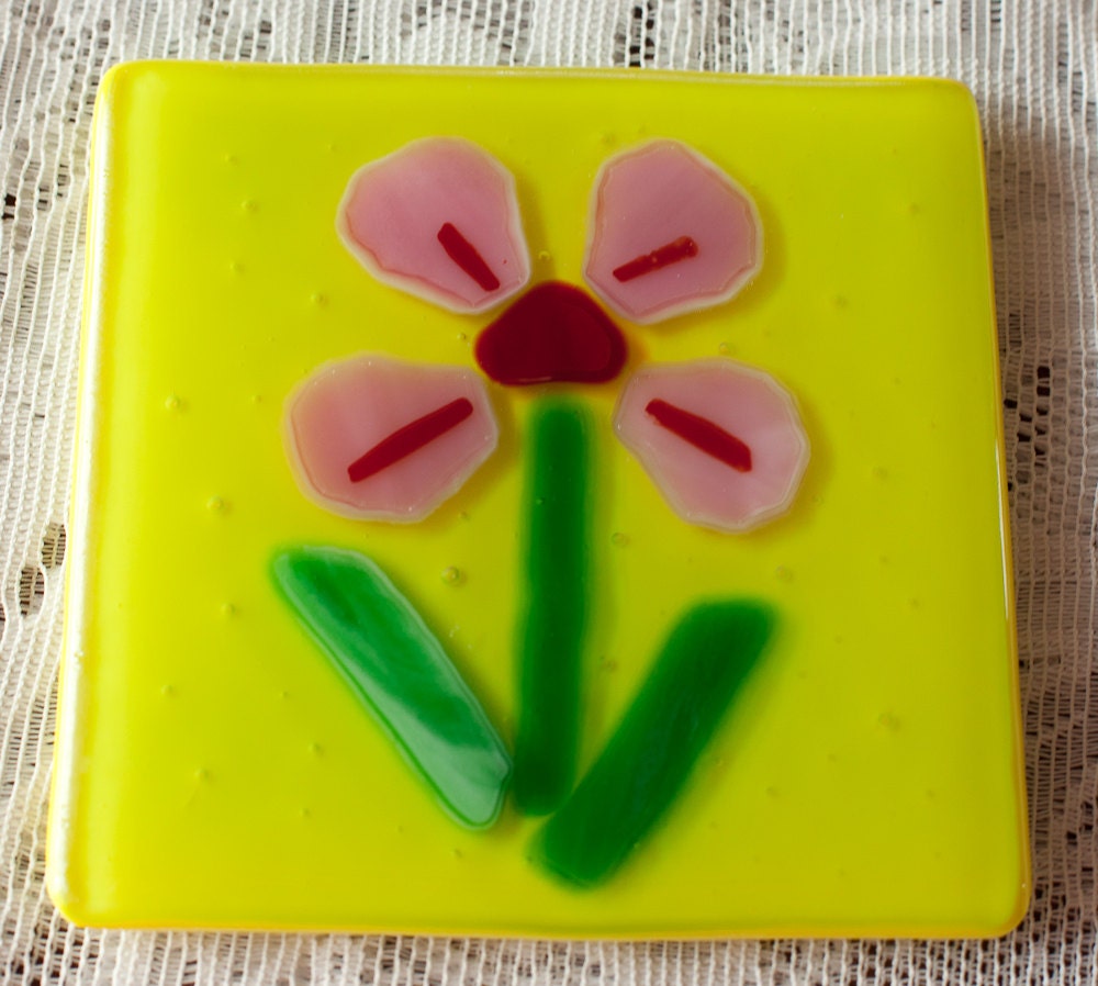 Spring Flower Fused Glass Coaster