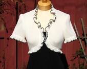 Vintage 60s Mod / Maxi Dress / Black and White / Ruffles / Empire Waist / Polyester Dress / Short Sleeves