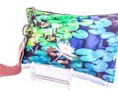 Lilypads Photo Wristlet with Detachable Leather Keyring - Mother's Day Gift Waterlily Spring Green