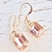 Smokey Rose Vintage Rhinestone Earrings - Petite Vintage Rosaline Glass, Peach, Dangle, Gold Filled, Shabby Chic