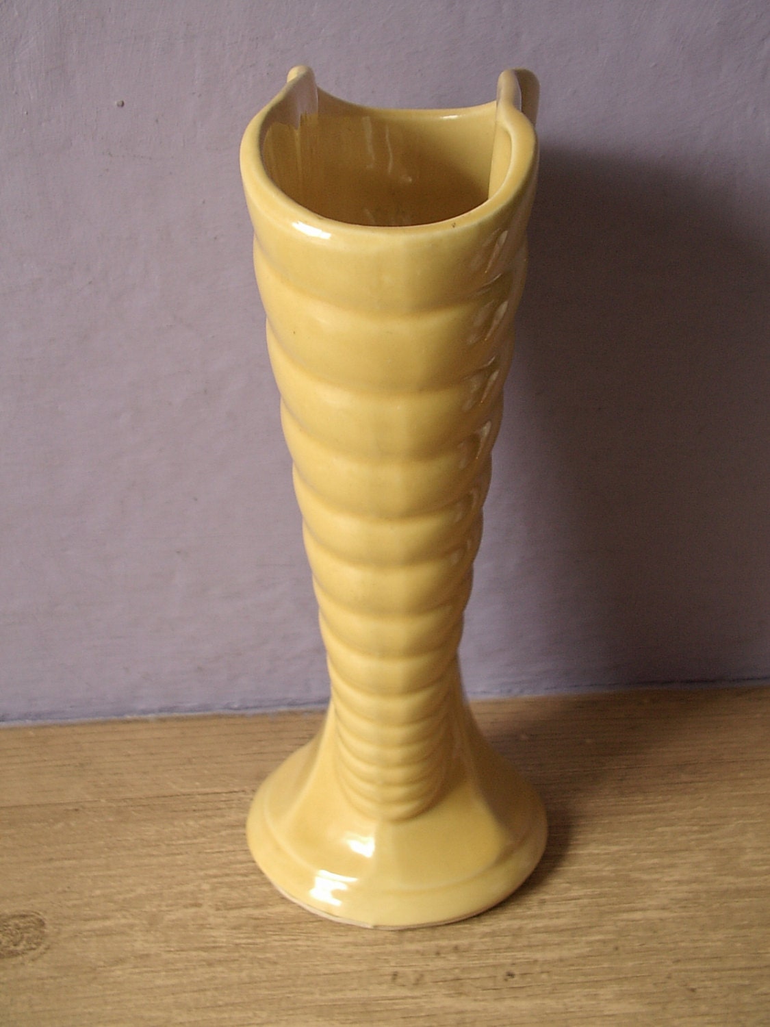 antique pottery vase, vintage 1940's Shawnee pottery USA 809 vase, yellow vase, ceramic vase, art deco vase