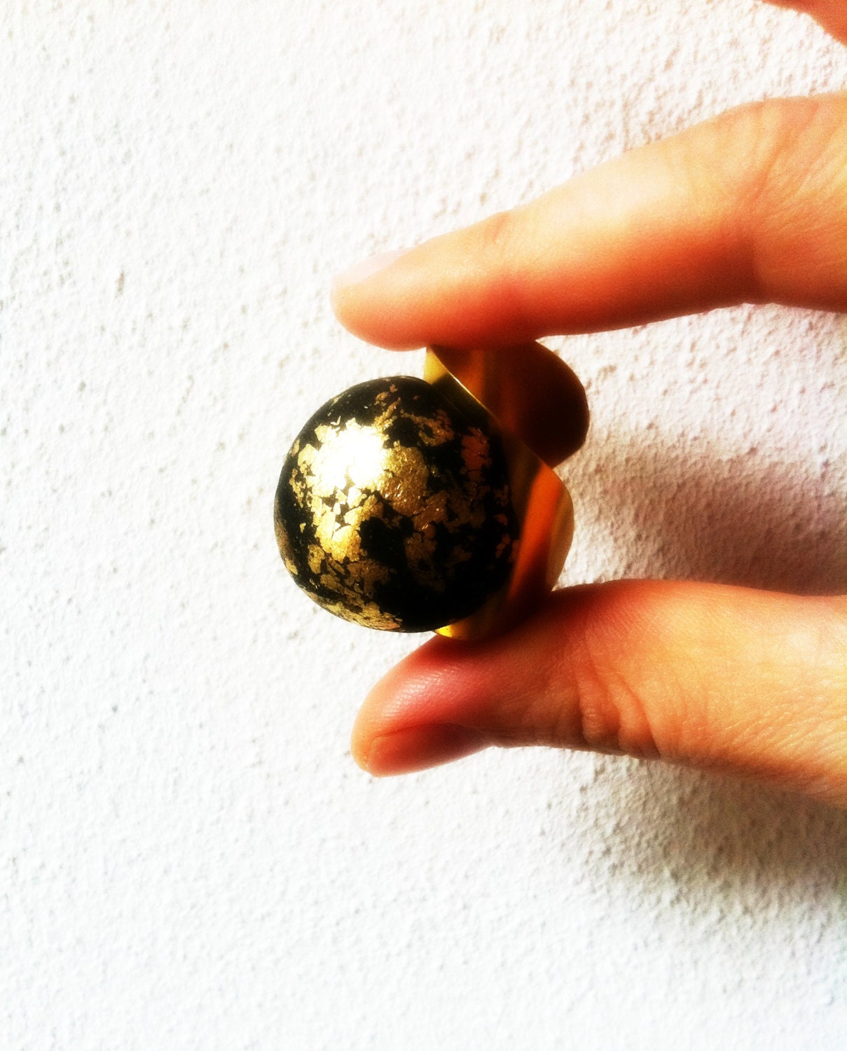 Band gold ring - Metal ring - Bubble ring - Brass ring - Modern ring - Contemporary ring - Gold ring - Black - 123 team