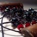 Bohemian Bracelet made from Wood, ChainMaille, Crystals, Black Hemp rope and Wire...Black Green and Ruby Red