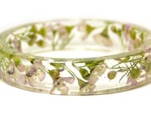 Real Flower Jewelry- Pink Flower Jewelry- Jewelry with Real Flowers- Dried Flowers- Flower Jewelry- Resin Jewelry-Green Bracelet
