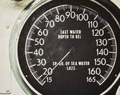Nautical Decor, Historic Ship Picture, Vintage Tall Ship Depth Gauge, Industrial, Black, Art for Men, Masculine, USS Constellation.