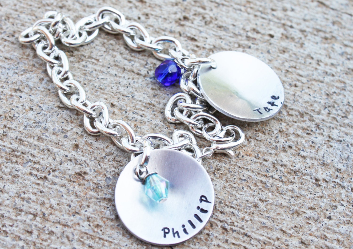 Hand Stamped Charm Bracelet-  Mommy Bracelet - Customized Bracelet
