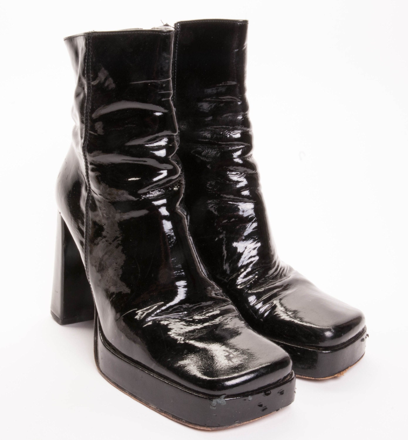 1990's Giampaolo Viozzi Black Patent Leather Boot